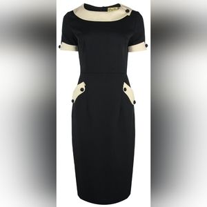 Lindy Bop "Tiffany" dress NWT black with tan wiggle/pencil dress